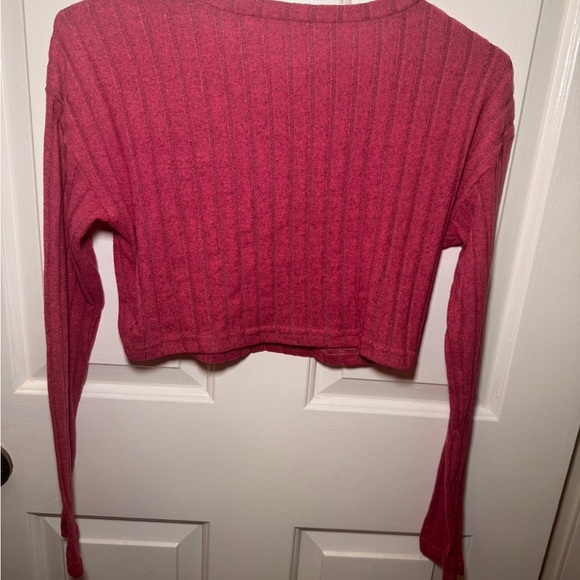 Cropped Ribbed Knit Sweater - Pink - Picture 5 of 5